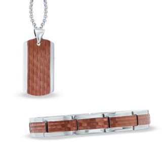 steel dog tag pendant and bracelet set orig $ 200 00 now $ 129 99
