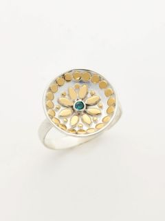 GOLD FLOWER DISC RING by Anna Beck Jewelry