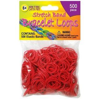 Pepperell Stretch Band Bracelet Loops, Red, 500 Per Package: