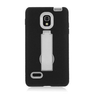 Black White Kickstand Double Layer Hard Case Cover for Lg Optimus L9 P769(t Mobile) + Free Silver Stylus Pen: Cell Phones & Accessories