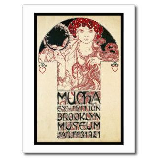 Vintage Mucha Exhibition Brooklyn Poster Post Card