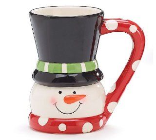 Jolly Snowman Top Hat 12Oz Christmas Coffee Mug Inexpensive Gift: Kitchen & Dining