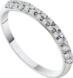 Real Diamond Wedding Engagement Ring 0.14CTW ROUND DIAMOND LADIES FASHION BAND 14K White gold: Jewelry