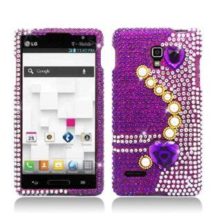 Aimo LGP769PCLDI638 Dazzling Diamond Bling Case for Optimus L9   Retail Packaging   Pearl Purple: Cell Phones & Accessories