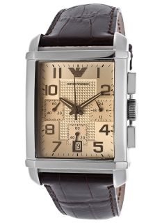 Emporio Armani AR0337  Watches,Mens Chronograph Bronze Dial Brown Genuine Leather, Chronograph Emporio Armani Quartz Watches