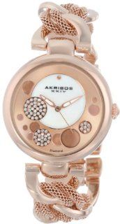 Akribos XXIV Women's AK643RG Lady Diamond Rose Tone Dial Mesh and Chain Link Bracelet Watch: Akribos XXIV: Watches