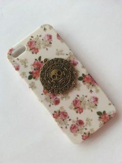 Shapotkina Punk Style Vintage Pink flower Cellphone Cover with Pirates of the Caribbean with Aztec Ornament for Iphone 4 4S Case +Westlinke Logo Stylus: Cell Phones & Accessories