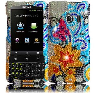 For Huawei Ascend Q M660 Full Diamond Bling Cover Case Yellow Lily Cell Phones & Accessories