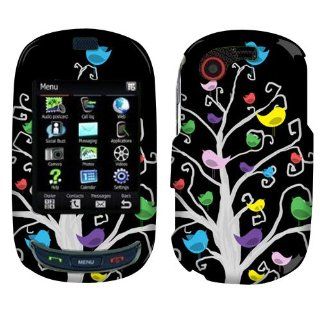 Fincibo (TM) Colorful Bird On The Tree 2D Silver Faceplate Hard Plastic Protector Snap On Cover Case For Samsung Gravity T SGH T669: Cell Phones & Accessories