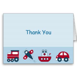 Car Truck Boat Airplane Thank You Note Cards