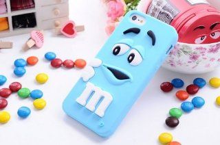 FiveBox Lovely Cartoon Mouth open M & M's Chocolate Candies Style Fragrant Soft Silicone Case Cover Compatible for Iphone 5 5g 5s (light blue): Cell Phones & Accessories