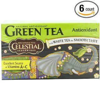 Celestial Seasonings Green Tea, Antioxidant, 20 Count Tea Bags (Pack of 6) : Organic Celestial Green Tea : Grocery & Gourmet Food