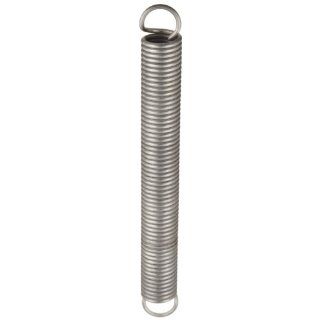 Extension Spring, 316 Stainless Steel, Inch, 1" OD, 0.125" Wire Size, 5" Free Length, 6.69" Extended Length, 33.36 lbs Load Capacity, 16.74 lbs/in Spring Rate (Pack of 10): Industrial & Scientific