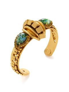 Fire Opal Emerald Cuff Bracelet by Elizabeth Cole