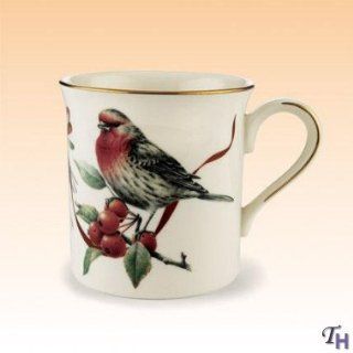 Lenox Winter Greetings Accent Mug w/ Downey Woodpecker & House Finch: Kitchen & Dining