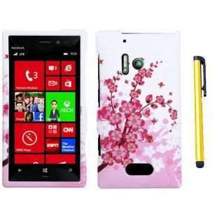 Hard Plastic Snap on Cover Fits Nokia 928 Lumia Laser Spring Flowers + A Gold Color Stylus/Pen Verizon: Cell Phones & Accessories