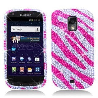 Aimo SAMR940PCLDI686 Dazzling Diamond Bling Case for Samsung Galaxy S Lightray 4G R940   Retail Packaging   Zebra Hot Pink/White: Cell Phones & Accessories