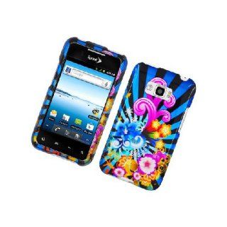 LG Optimus Elite LS696 Blue Pink Flower Burst Glossy Cover Case: Cell Phones & Accessories