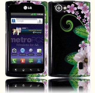 Green Flower Design Hard Case Cover for LG Optimus M+ MS695: Cell Phones & Accessories