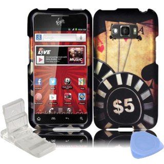 Black Red Ace Poker with Black & White Cheaps Gamble Design Rubberized Snap on Hard Plastic Cover Faceplate Case for LG Optimus Elite LS696 + Screen Protector Film + Mini Adjustable Phone Stand: Cell Phones & Accessories