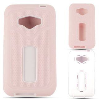 1 PIECE ACCESSORY CASE COVER FOR LG OPTIMUS ELITE / M+ LS 696 PINK SKIN JELLY 02 WITH WHITE SNAP: Cell Phones & Accessories