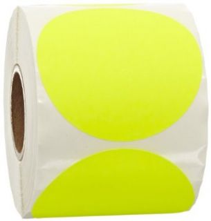 Aviditi DL614L Circle Inventory Color Coded Label, 3" Diameter, Fluorescent Yellow (Roll of 500): Industrial & Scientific