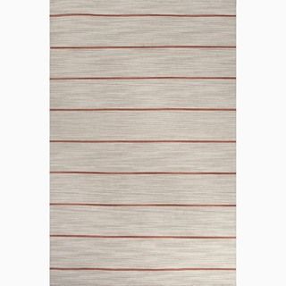 Handmade Stripe Pattern Gray/ Red Wool Rug (5 X 8)