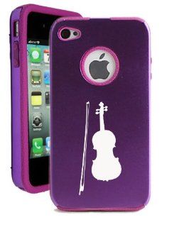 SudysAccessories Violin iPhone 4 Case iPhone 4S Case   MetalTouch Purple Aluminium Shell With Silicone Inner Protective Designer Case: Cell Phones & Accessories