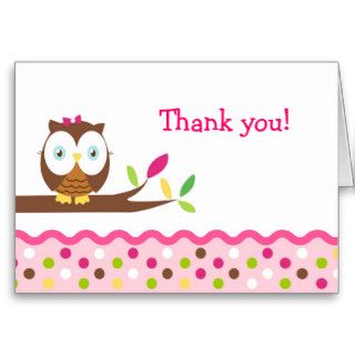 Owl Thank You Note Cards girls