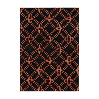 Hand tufted Geometric Black Blended Wool Area Rug (9 X 12)