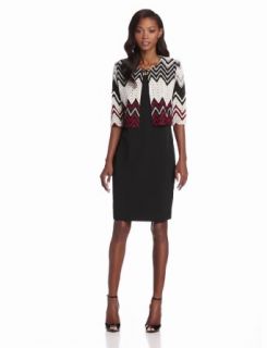 Danny & Nicole Women's Sheath Dress With Print Jacket, Eggplant/Charcoal/Grey, 8 at  Womens Clothing store: