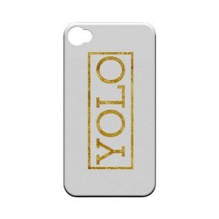 [Geeks Designer Line] Gold YOLO Apple iPhone 4 / 4S Plastic Case Cover [Anti Slip] Supports Premium High Definition Anti Scratch Screen Protector; Durable Fashion Snap on Hard Case; Coolest Ultra Slim Case Cover for iPhone 4 / 4S Supports Apple 4 / 4S Devi