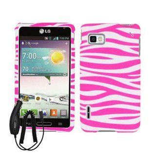 LG OPTIMUS F3 LS720 PINK WHITE ZEBRA ANIMAL COVER SNAP ON HARD CASE + FREE CAR CHARGER from [ACCESSORY ARENA]: Cell Phones & Accessories