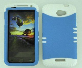 HTC ONE X S720E NEON LIGHT BLUE HEAVY DUTY CASE + WHITE GEL SKIN SNAP ON PROTECTOR ACCESSORY: Cell Phones & Accessories