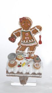 7.5" Gingerbread Kisses Cookie Girl Christmas Stocking Holder   Gingerbread Man Stocking