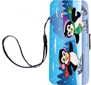 Rikki KnightTM Winter Scene With Skating Penguins PU Leather Wallet Type Flip Case with Magnetic Flap and Wristlet for Apple iPhone 5 &5s: Cell Phones & Accessories
