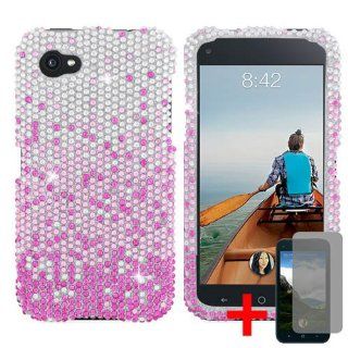 HTC FIRST M4 FACEBOOK PHONE PINK WATERFALL DIAMOND BLING COVER HARD CASE + SCREEN PROTECTOR from [ACCESSORY ARENA]: Cell Phones & Accessories