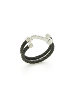 Celtic Noir Black & Diamond Wave Cable Ring by Charriol