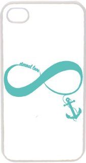 Teal Green Eternal Love Infinity Symbol with Anchor on iPhone 4 4s Case (White): Cell Phones & Accessories
