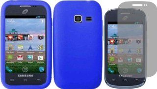 For Samsung Galaxy Discover S730g Silicone Jelly Skin Cover Case Blue + LCD Screen Protector: Cell Phones & Accessories
