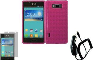 For LG Splendor Venice US730 TPU Cover Case Hot Pink+LCD Screen Protector+Car Charger: Cell Phones & Accessories