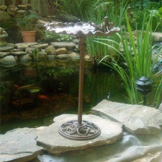 Garden Pixie/fairy Birdbath Cast Iron Rust Finish: Patio, Lawn & Garden