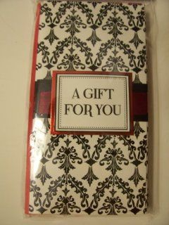 Voila Set of 6 Handmade Wallet Money/Gift Card Holders ~ A Gift For You (Black Scroll on White with Red Ribbon Center): Health & Personal Care