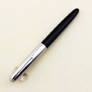 Classical Old Fountain Pen Hero 616 Black and Silver Pen : Office Products