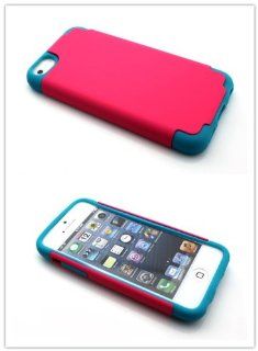 Nine States Candy Sheer Hybrid 2 in 1 Removable Case Top Quality Hard Pink Case and Soft Light Blue Silicone Skin for Iphone5C Cell Phones & Accessories