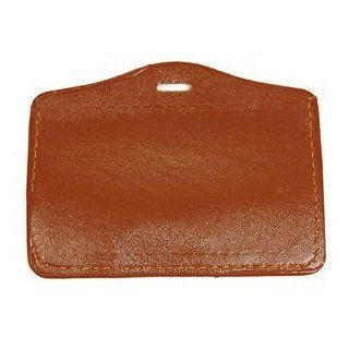 eFuture(TM) Faux Leather Business ID Badge Card Holder   Horizontal(Top Loading) with Slot and Chain Holes   Brown +eFuture's nice Keyring : Office Products