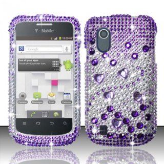 For ZTE Concord V768 (T Mobile) Full Diamond Design   Purple Beats FPD: Cell Phones & Accessories