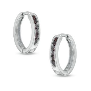 CT. T.W. Enhanced Red Diamond Hoop Earrings in Sterling Silver