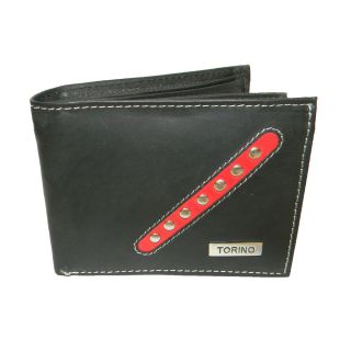 Torino Cowhide Leather Red Emblem Bi fold Wallet
