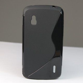 S Line Design TPU Gel Soft Case Cover for LG Google Nexus 4 Smart Phone E960 Black + 1 Gift Cell Phones & Accessories